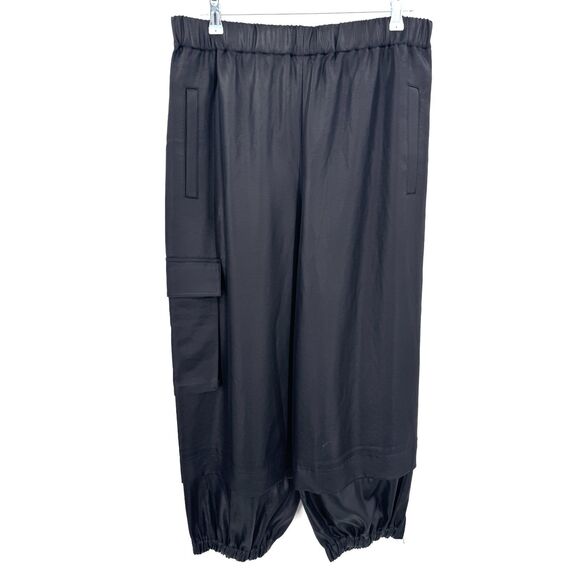 TIBI Celia Drape Pull On Wilt Wide Leg Tapered Jogger Ankle Pants Size L Large - Picture 3 of 10